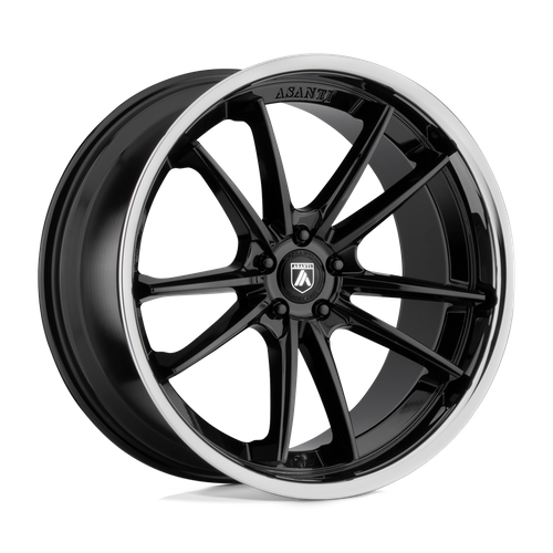 Asanti Black ABL-23 Sigma 20x9 Inch Gloss Black with Chrome Lip Wheels with 5x112 Bolt Pattern and 25mm Offset