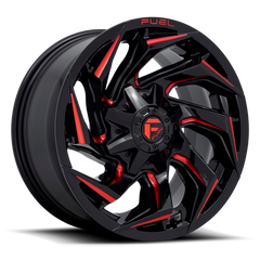 Fuel 1PC D755 REACTION Wheel, Gloss Black Milled with Red Tint, -12 Offset