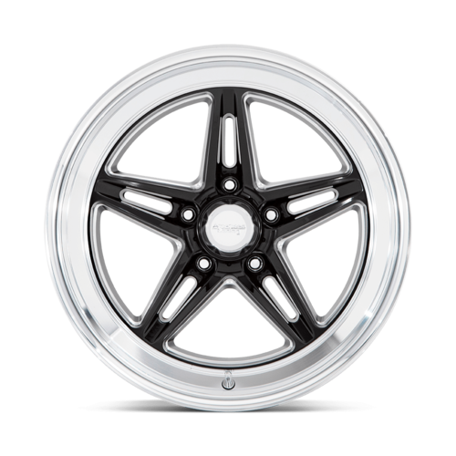 American Racing Vintage VN514 Groove 18x7 Inch Gloss Black Milled with Diamond Cut Lip Wheel
