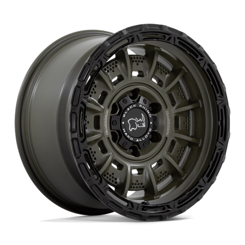 Black Rhino Hard Alloys Legion 20x10 Inch Off-Road Wheels with Olive Drab Green Finish and Black Lip