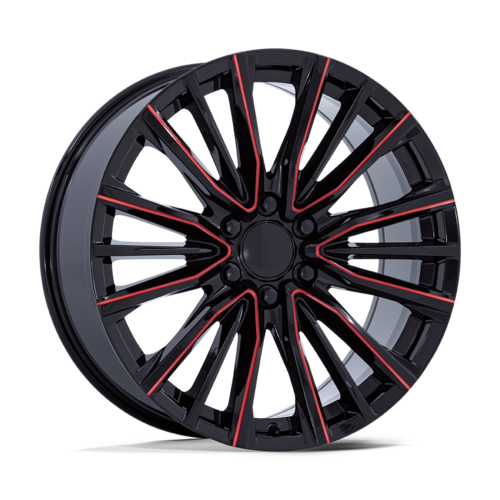 Performance Replicas PR223 22x9 Gloss Black Milled Wheels with Red Tint, 6x139.7, +28 Offset