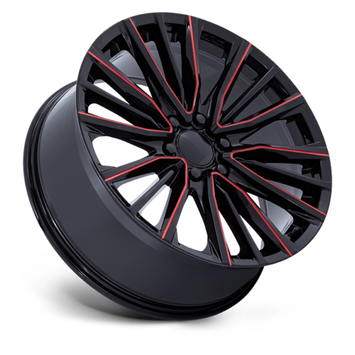 Performance Replicas PR223 22x9 Gloss Black Milled Wheels with Red Tint, 6x139.7, +28 Offset