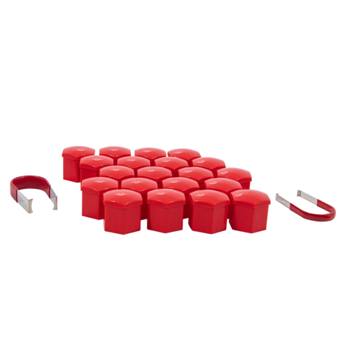Gorilla Automotive 21MM Hex Cap Set, Red, Clamp-On