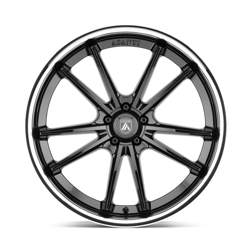 Asanti Black ABL-23 Sigma 20x9 Inch Gloss Black with Chrome Lip Wheels with 5x112 Bolt Pattern and 25mm Offset