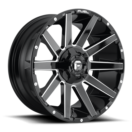 Fuel 1PC D615 CONTRA Gloss Black Milled Wheel, 20x9, 5x4.5/5.0, +1 Offset
