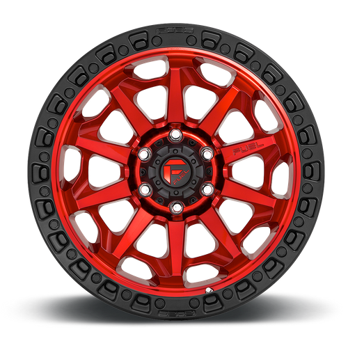 Fuel 1PC D695 COVERT 16x8 Wheel, 6x5.5, Candy Red with Black Bead Ring