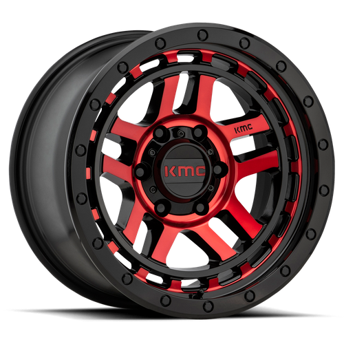 KMC KM540 RECON Wheel, Gloss Black Machined with Red Tint, 6x5.5 Bolt Pattern