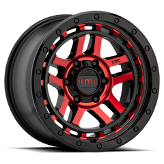 KMC KM540 RECON Wheel, Gloss Black Machined with Red Tint, 6x5.5 Bolt Pattern