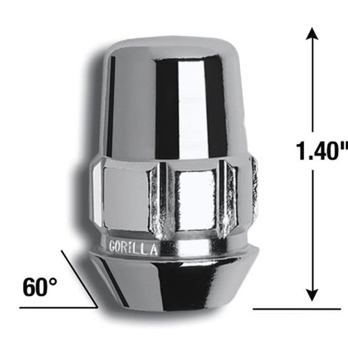 Gorilla Automotive 91934HT 6-Lug Bulge Acorn Lug Nuts, 12 x 1.50, 13/16-Inch Hex, Chrome