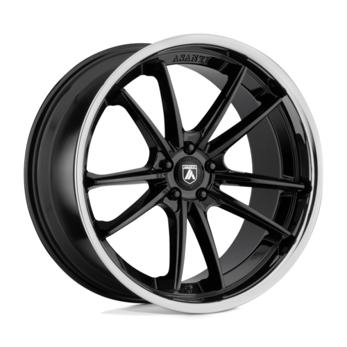 Asanti Black AB23 20x10.5 5x112 Gloss Black with Chrome Lip - 38mm Offset