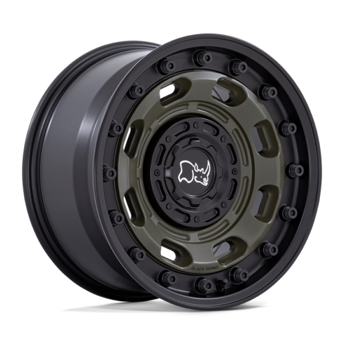 Black Rhino Hard Alloys Atlas 17x8.5 Inch Olive Drab Green with Black Lip Wheel - Offset -10