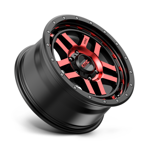 KMC KM540 RECON Wheel, Gloss Black Machined with Red Tint, 6x5.5 Bolt Pattern