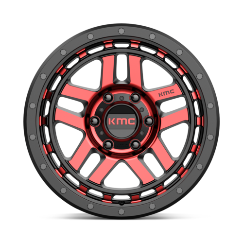 KMC KM540 RECON Wheel, Gloss Black Machined with Red Tint, 6x5.5 Bolt Pattern