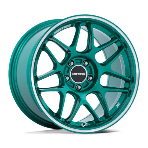 Motegi MR158 18x8.5 5x112 HOK-GRN Machined Wheels