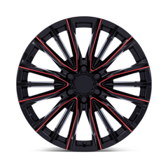 Performance Replicas PR223 22x9 Gloss Black Milled Wheels with Red Tint, 6x139.7, +28 Offset